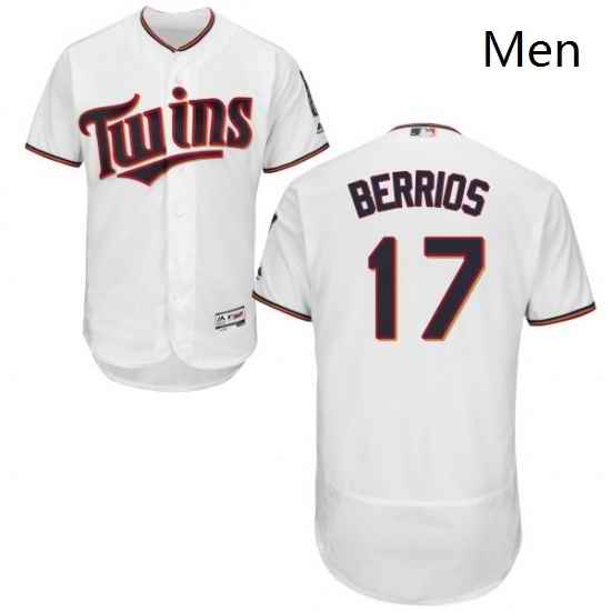 Mens Majestic Minnesota Twins 17 Jose Berrios White Home Flex Base Authentic Collection MLB Jersey